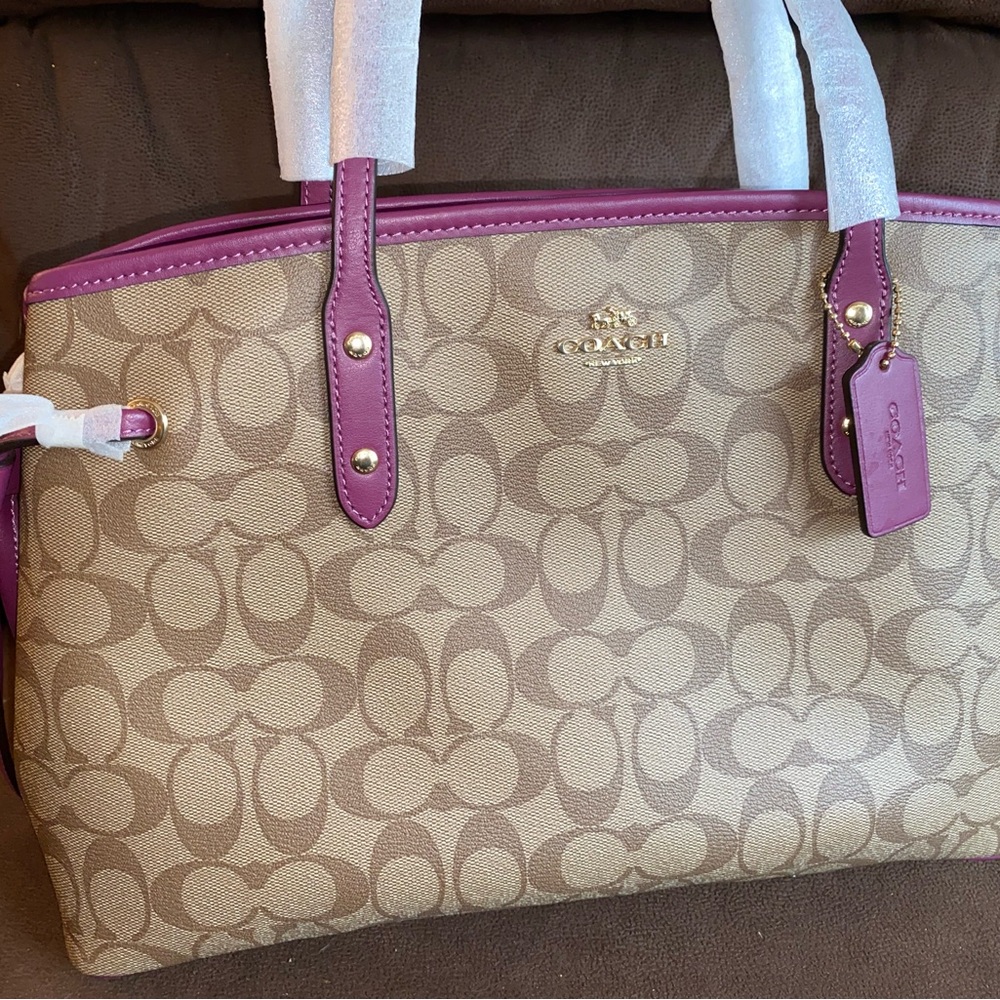 Coach Beige and Purple Shoulder Bag